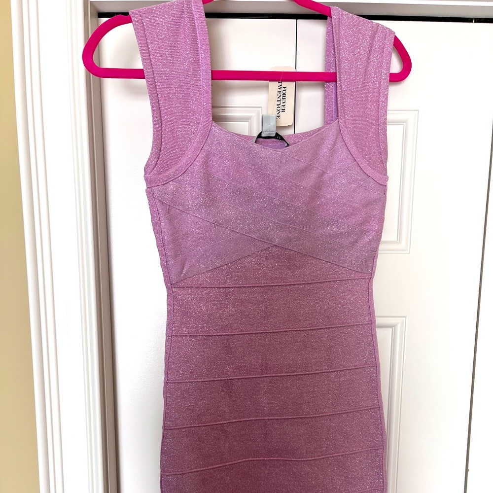 Pink glitter body con bandage dress forever 21 Barbie style